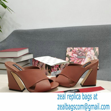 Dolce  &  Gabbana Heel 11cm Mules Calfskin Brown with Geometric Heel 2022